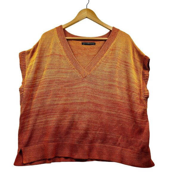 Peruvian Connection Sweater Vest Womens M/L Orange Pima Cotton Knit Oversized - Picture 1 of 7